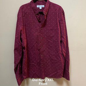 Old Navy Mens XXL Maroon Long Sleeve Button Down Shirt